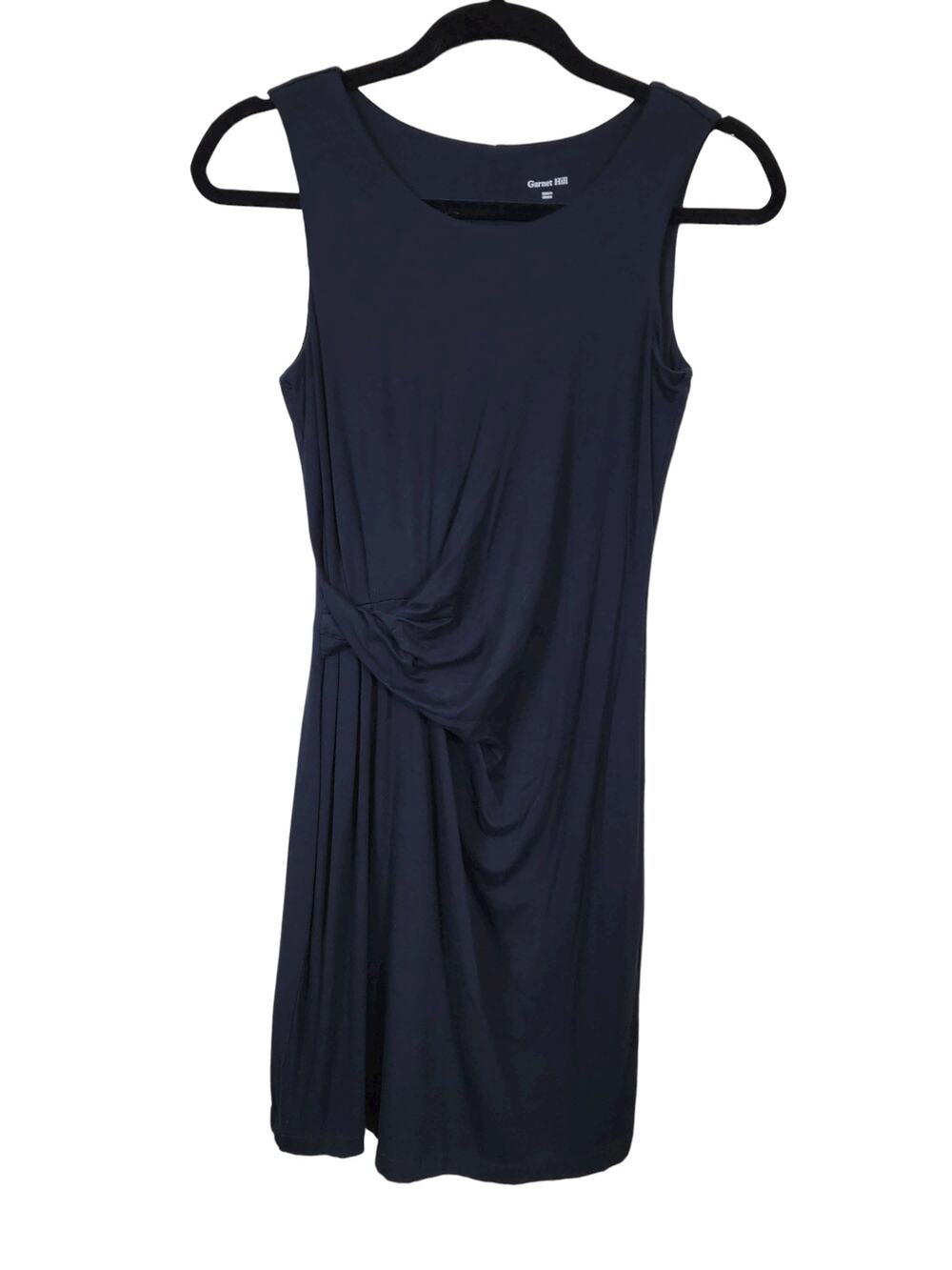 Garnet Hill Women's Ruched Side Sheath Dress Sleeveless Viscose Black Size 2
